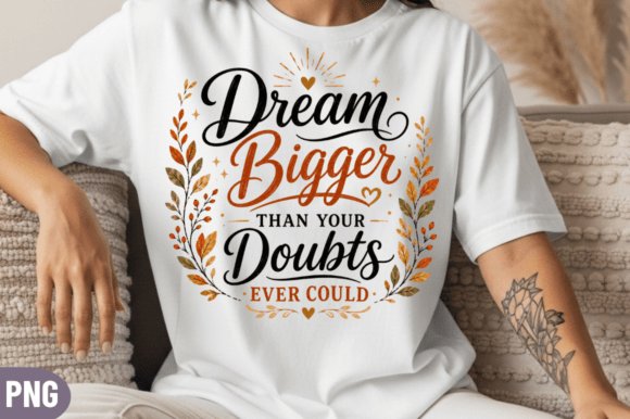 Bring Your Creative Vision to Life with Dream Bigger Floral Quote PNG