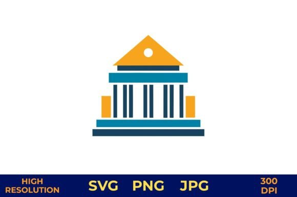 Classical Building Icon with Columns