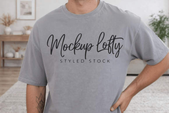 Comfort Colors C1717 Grey T-Shirt Mockup