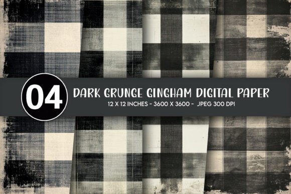 Dark Grunge Gingham Digital Paper