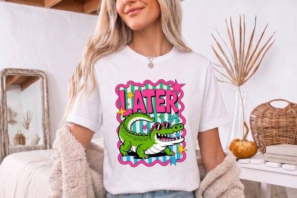 Embracing Retro Aesthetics: The Later Cute Alligator Retro PNG as a Modern Design Asset
