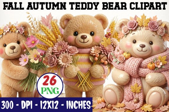 Fall Autumn Teddy Bear Clipart: A Versatile Resource for Creative Projects