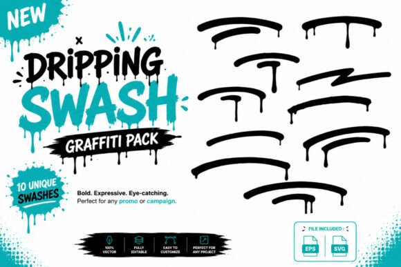 Free Dripping Swash Graffiti Decorative: A Modern Design Asset