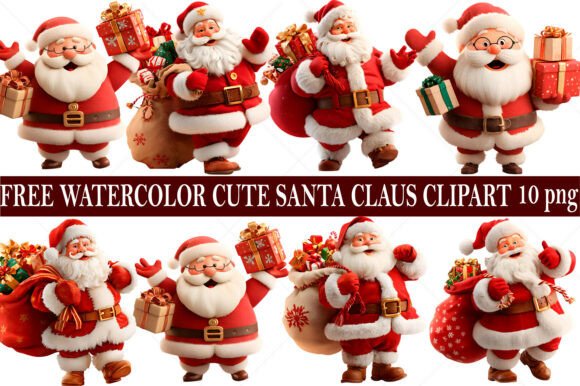 Free Watercolor Santa Clipart