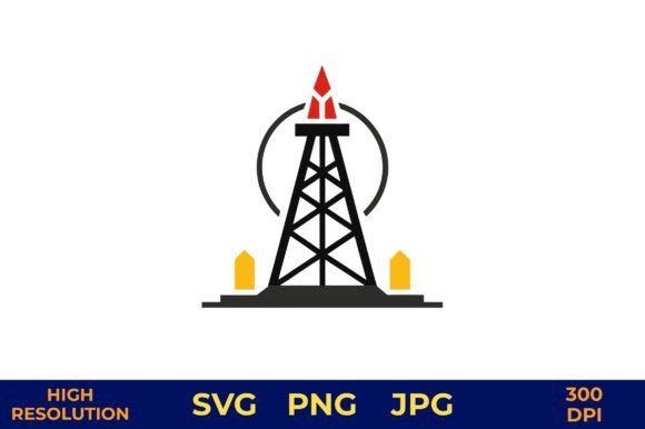 Oil Drilling Rig with Gas Flare Vector: A Versatile Design for Modern Use