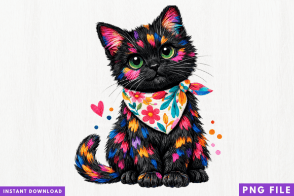 Rainbow Cat PNG T-shirt Design, Rainbow