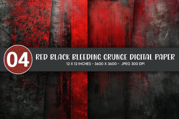 Red Black Bleeding Grunge Digital Paper