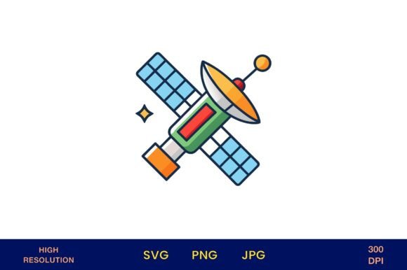 Satellite in Space with Solar Panels