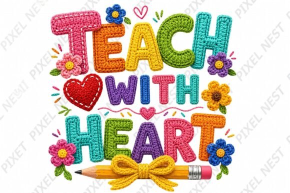 Teacher Faux Yarn Crochet PNG