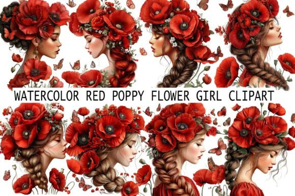 Watercolor Red Poppy Flower Girl Clipart: A Strategic Resource for Creative Professionals