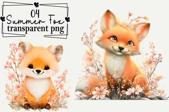 Whimsical Summer Fox Clipart: A Creative Asset for Designers and Makers